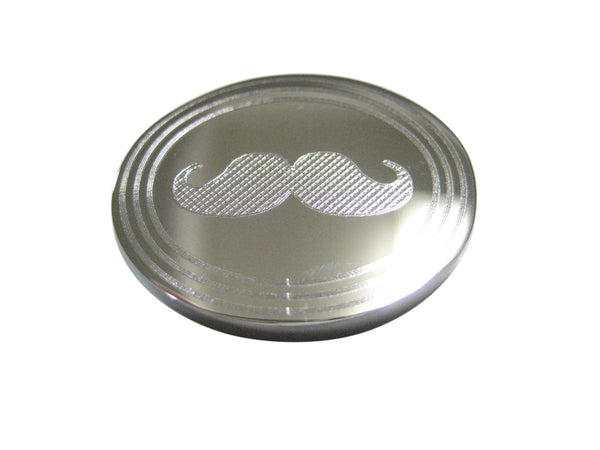 Silver Toned Etched Oval Mustache Magnet