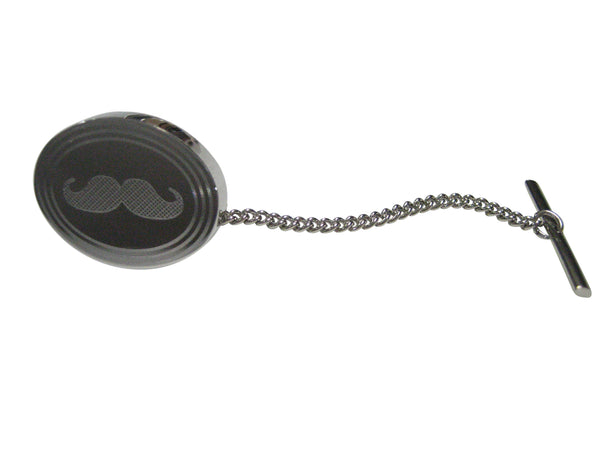 Silver Toned Etched Oval Mustache Tie Tack