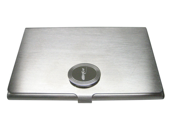 Silver Toned Etched Oval Nepenthes Pitcher Carnivorous Plant Business Card Holder