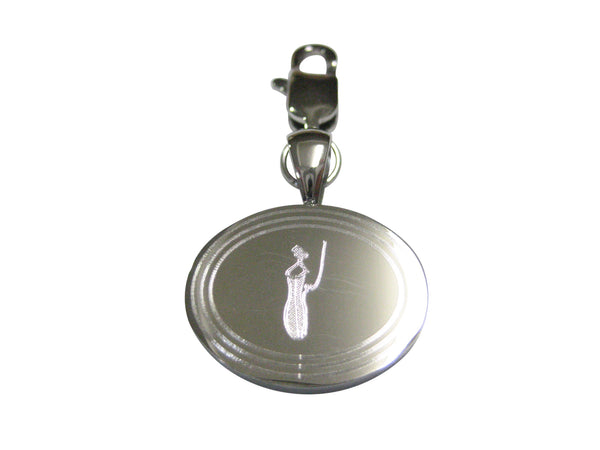 Silver Toned Etched Oval Nepenthes Pitcher Carnivorous Plant Pendant Zipper Pull Charm