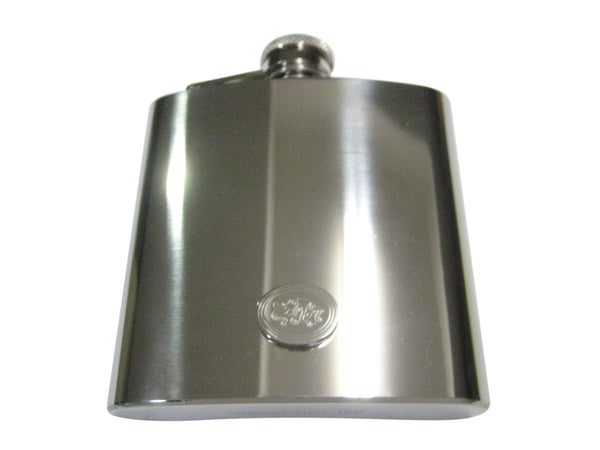 Silver Toned Etched Oval Octopus 6oz Flask