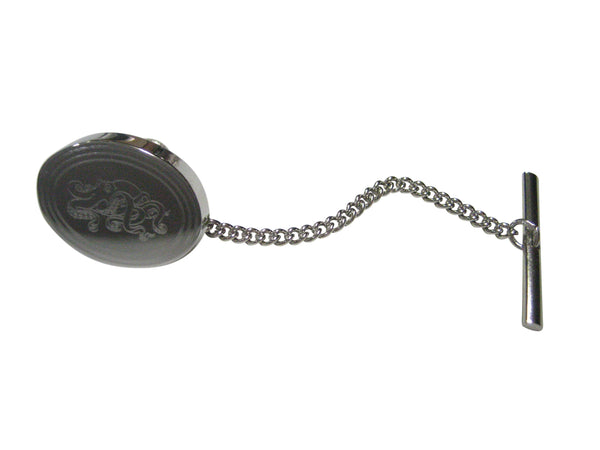 Silver Toned Etched Oval Octopus Tie Tack