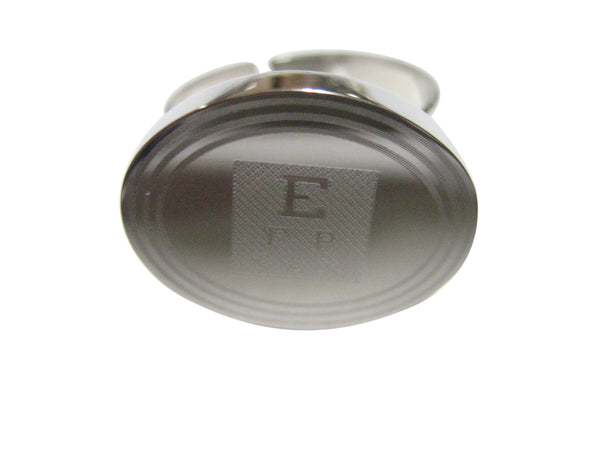 Silver Toned Etched Oval Optometrist Adjustable Size Fashion Ring