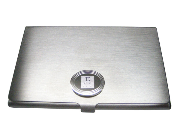 Silver Toned Etched Oval Optometrist Business Card Holder