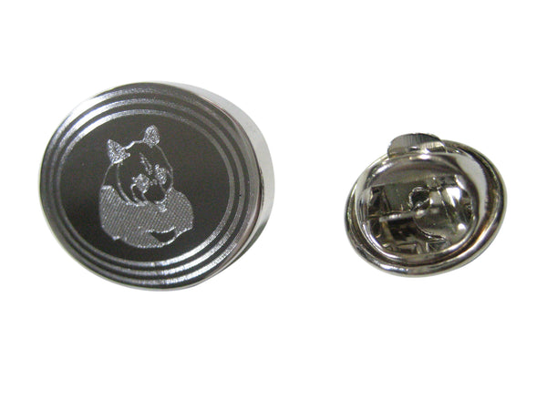 Silver Toned Etched Oval Panda Bear Lapel Pin
