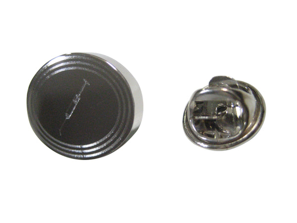 Silver Toned Etched Oval Phlebotomist Hypodermic Syringe Needle Lapel Pin