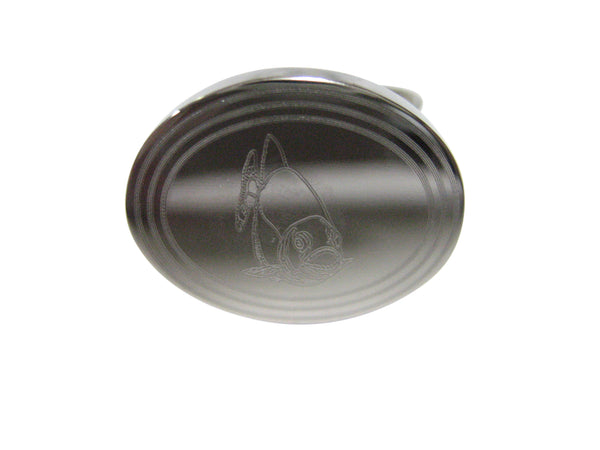 Silver Toned Etched Oval Piranha Fish Adjustable Size Fashion Ring