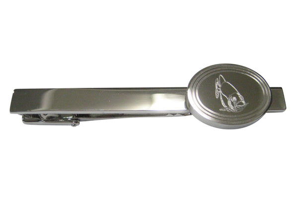 Silver Toned Etched Oval Piranha Fish Tie Clip