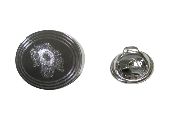 Silver Toned Etched Oval Rafflesia Arnoldii Carnivorous Plant Lapel Pin