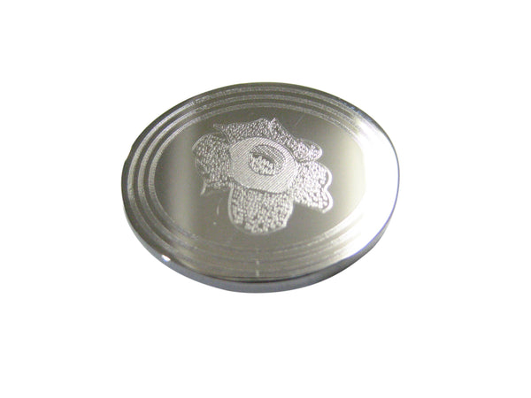 Silver Toned Etched Oval Rafflesia Arnoldii Carnivorous Plant Magnet