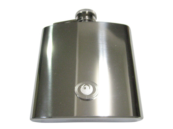 Silver Toned Etched Oval Rising Phoenix 6oz Flask