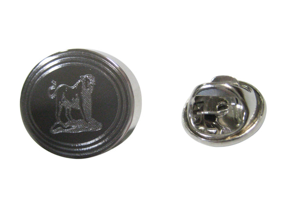 Silver Toned Etched Oval Roaring Lioness Lapel Pin