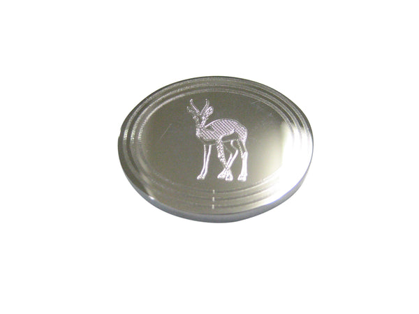 Silver Toned Etched Oval Roebuck Deer Magnet