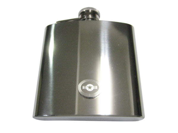 Silver Toned Etched Oval Roundel of US AirForce 6oz Flask
