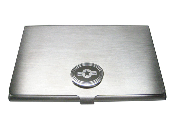 Silver Toned Etched Oval Roundel of US AirForce Business Card Holder
