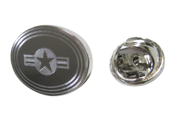 Silver Toned Etched Oval Roundel of US AirForce Lapel Pin