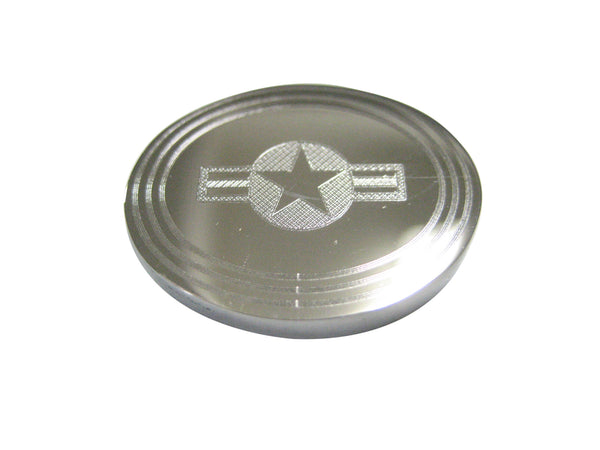 Silver Toned Etched Oval Roundel of US AirForce Magnet