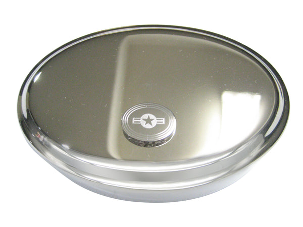 Silver Toned Etched Oval Roundel of US AirForce Oval Trinket Jewelry Box