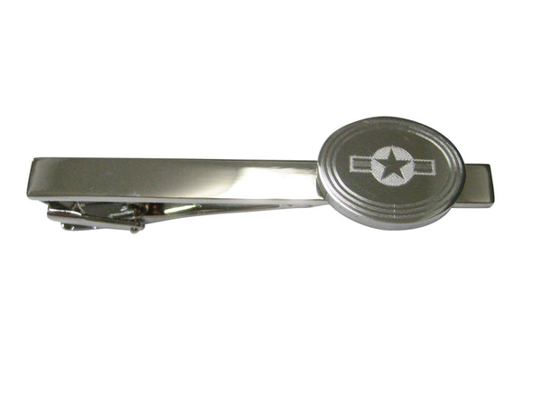 Silver Toned Etched Oval Roundel of US AirForce Tie Clip