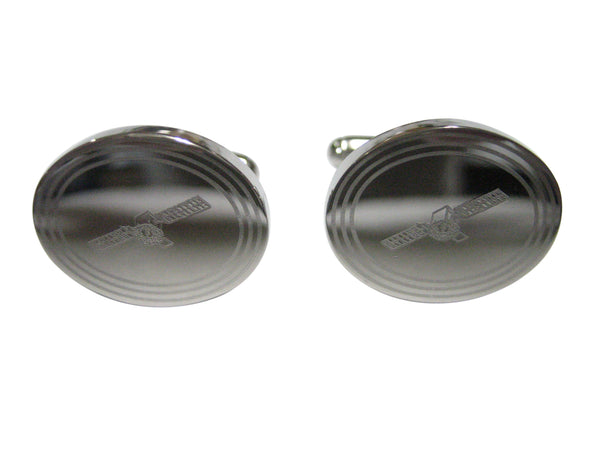 Silver Toned Etched Oval Satellite Cufflinks