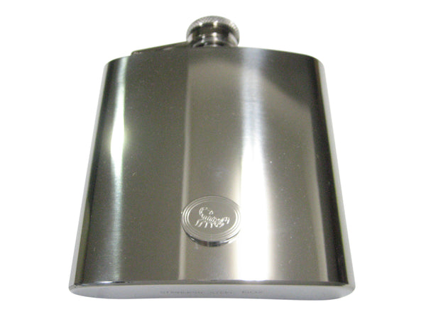 Silver Toned Etched Oval Scorpion 6oz Flask