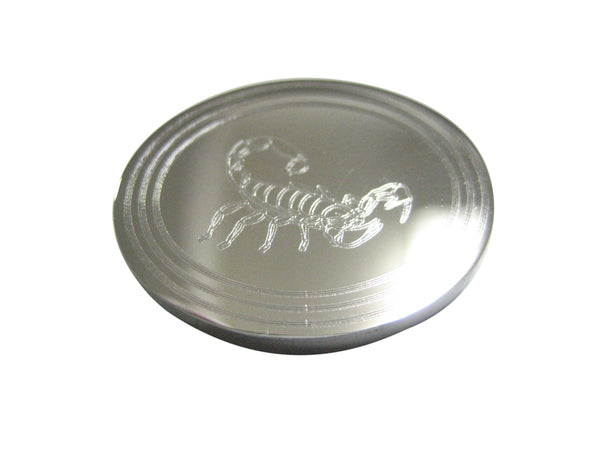 Silver Toned Etched Oval Scorpion Magnet