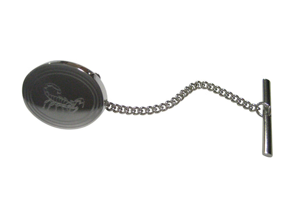 Silver Toned Etched Oval Scorpion Tie Tack