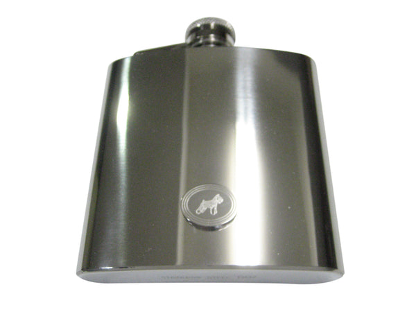 Silver Toned Etched Oval Scottish Terrier Dog 6oz Flask