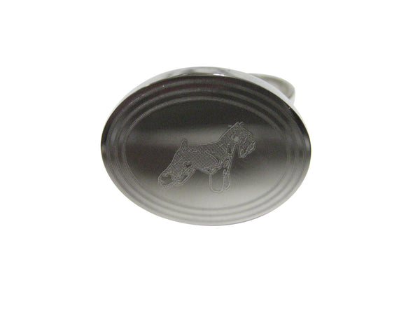 Silver Toned Etched Oval Scottish Terrier Dog Adjustable Size Fashion Ring
