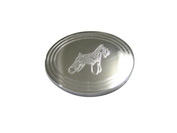 Silver Toned Etched Oval Scottish Terrier Dog Magnet