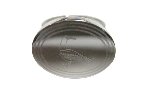 Silver Toned Etched Oval Seagull Bird Adjustable Size Fashion Ring
