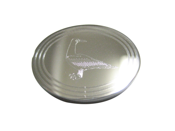 Silver Toned Etched Oval Seagull Bird Magnet