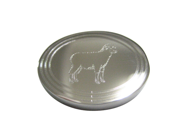 Silver Toned Etched Oval Sheep Magnet