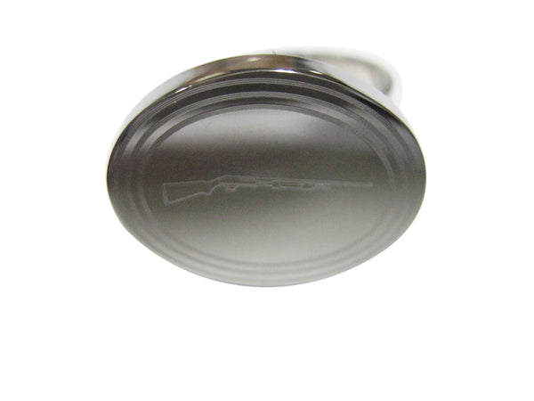 Silver Toned Etched Oval Shotgun Adjustable Size Fashion Ring