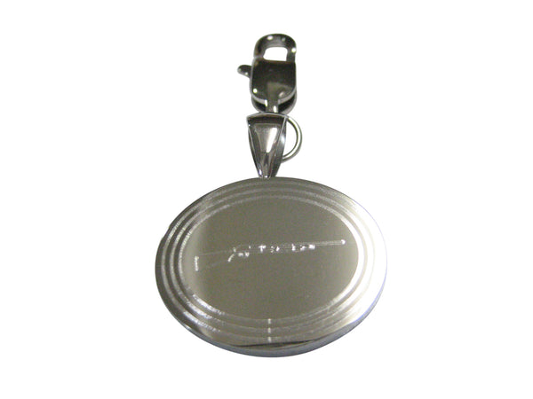Silver Toned Etched Oval Shotgun Pendant Zipper Pull Charm