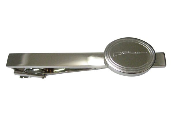 Silver Toned Etched Oval Shotgun Tie Clip