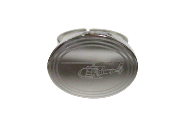 Silver Toned Etched Oval Simple Helicopter Adjustable Size Fashion Ring