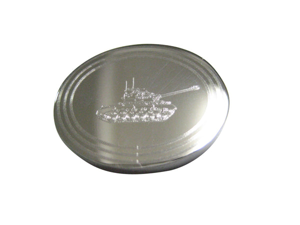 Silver Toned Etched Oval Simple Tank Magnet