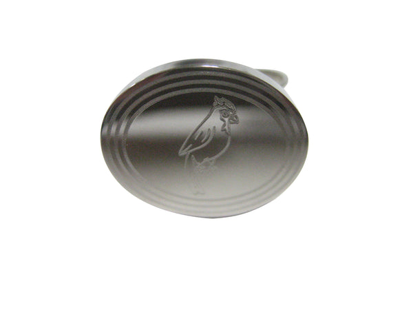 Silver Toned Etched Oval Small Tropical Bird Adjustable Size Fashion Ring