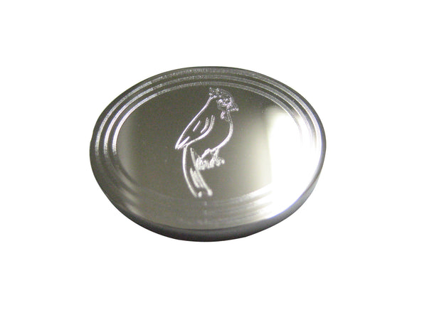 Silver Toned Etched Oval Small Tropical Bird Magnet