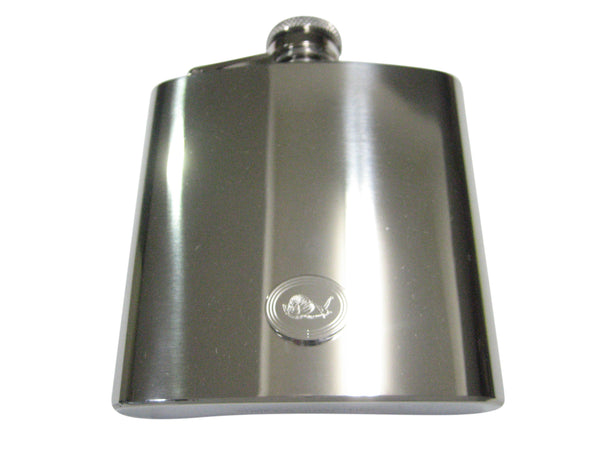 Silver Toned Etched Oval Snail 6oz Flask