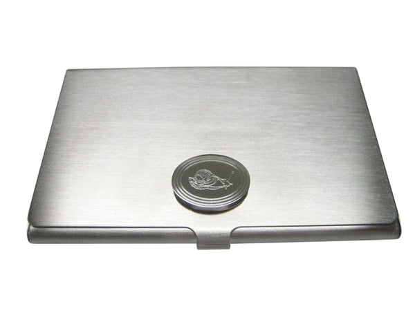 Silver Toned Etched Oval Snail Business Card Holder