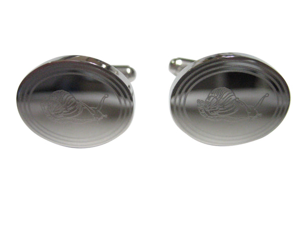 Silver Toned Etched Oval Snail Cufflinks