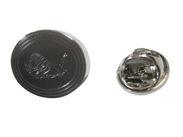 Silver Toned Etched Oval Snail Lapel Pin