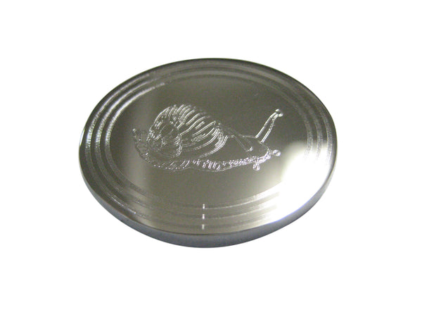 Silver Toned Etched Oval Snail Magnet