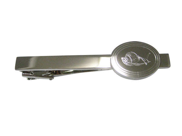 Silver Toned Etched Oval Snail Tie Clip