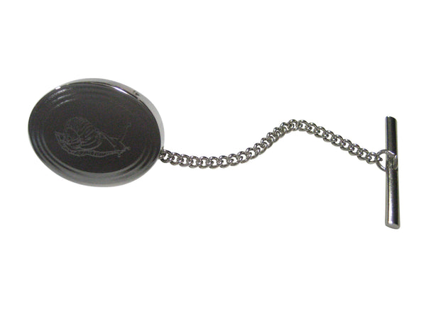 Silver Toned Etched Oval Snail Tie Tack