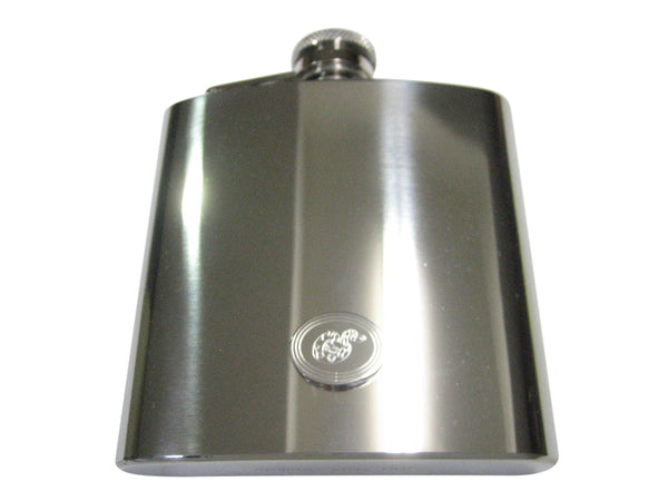 Silver Toned Etched Oval Snake 6oz Flask