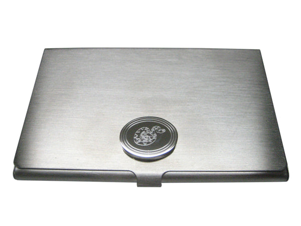 Silver Toned Etched Oval Snake Business Card Holder