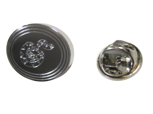 Silver Toned Etched Oval Snake Lapel Pin